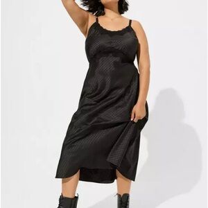 Torrid Tea Length Woven Jacquard Lace Trim Cami Dress